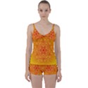 Fractal Yellow Orange Tie Front Two Piece Tankini View1