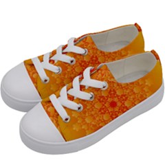 Fractal Yellow Orange Kids  Low Top Canvas Sneakers by Dutashop