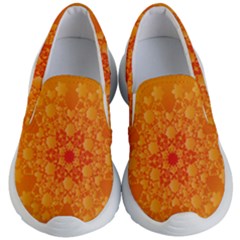 Fractal Yellow Orange Kids Lightweight Slip Ons by Dutashop