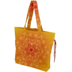 Fractal Yellow Orange Drawstring Tote Bag by Dutashop