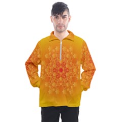 Fractal Yellow Orange Men s Half Zip Pullover