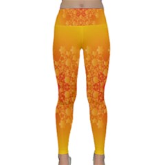 Fractal Yellow Orange Lightweight Velour Classic Yoga Leggings by Dutashop