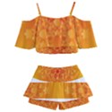 Fractal Yellow Orange Kids  Off Shoulder Skirt Bikini View2