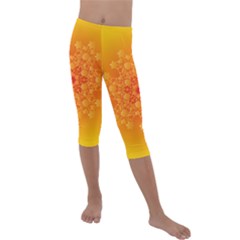 Fractal Yellow Orange Kids  Lightweight Velour Capri Leggings  by Dutashop