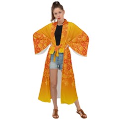 Fractal Yellow Orange Maxi Kimono