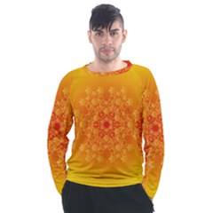 Fractal Yellow Orange Men s Long Sleeve Raglan Tee