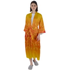 Fractal Yellow Orange Maxi Satin Kimono