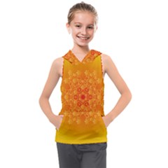 Fractal Yellow Orange Kids  Sleeveless Hoodie