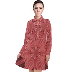 Background Floral Pattern Long Sleeve Chiffon Shirt Dress