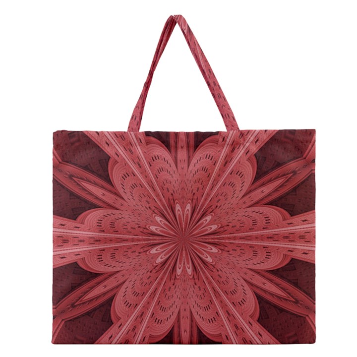 Background Floral Pattern Zipper Large Tote Bag