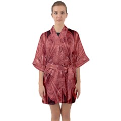 Background Floral Pattern Half Sleeve Satin Kimono 