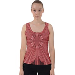 Background Floral Pattern Velvet Tank Top by Dutashop