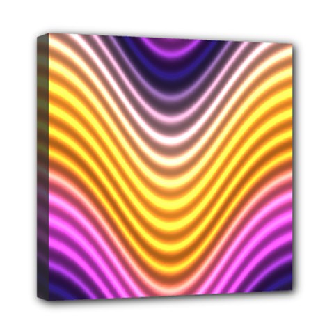 Wave Line Waveform Sound Orange Mini Canvas 8  X 8  (stretched) by Dutashop