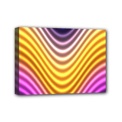 Wave Line Waveform Sound Orange Mini Canvas 7  X 5  (stretched) by Dutashop