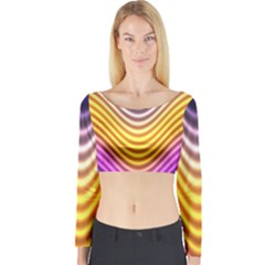 Wave Line Waveform Sound Orange Long Sleeve Crop Top