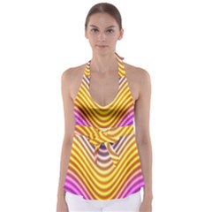 Wave Line Waveform Sound Orange Babydoll Tankini Top by Dutashop