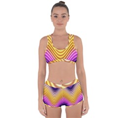 Wave Line Waveform Sound Orange Racerback Boyleg Bikini Set by Dutashop