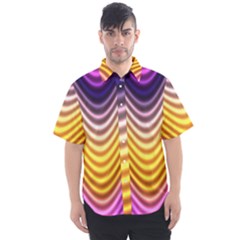 Wave Line Waveform Sound Orange Men s Short Sleeve Shirt