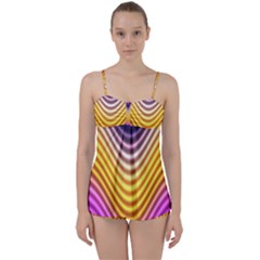 Wave Line Waveform Sound Orange Babydoll Tankini Set