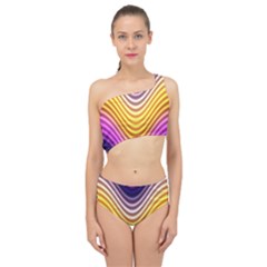 Wave Line Waveform Sound Orange Spliced Up Two Piece Swimsuit by Dutashop