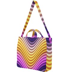 Wave Line Waveform Sound Orange Square Shoulder Tote Bag by Dutashop