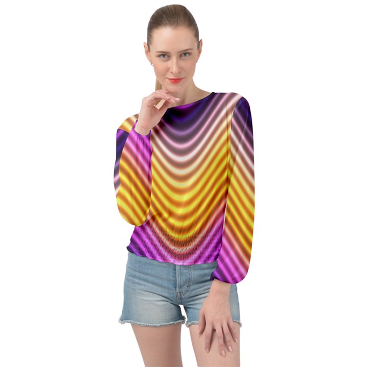 Wave Line Waveform Sound Orange Banded Bottom Chiffon Top