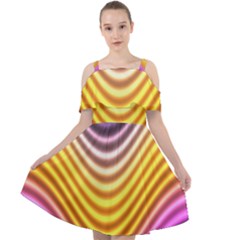 Wave Line Waveform Sound Orange Cut Out Shoulders Chiffon Dress