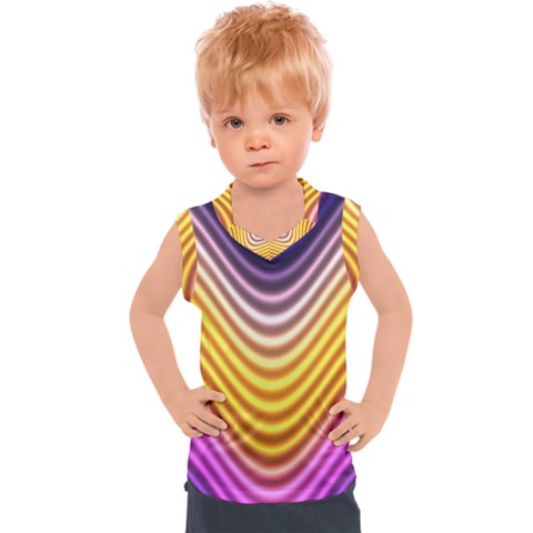 Wave Line Waveform Sound Orange Kids  Sport Tank Top by Dutashop