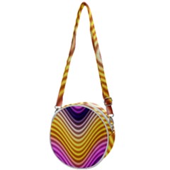 Wave Line Waveform Sound Orange Crossbody Circle Bag by Dutashop