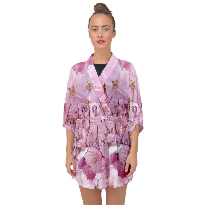 Cherry Blossom Photography Happy Hanami Sakura Matsuri Half Sleeve Chiffon Kimono