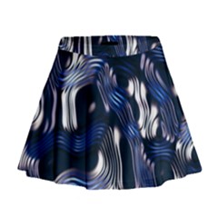 Structure Blue Background Mini Flare Skirt by Dutashop