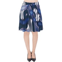 Structure Blue Background Velvet High Waist Skirt