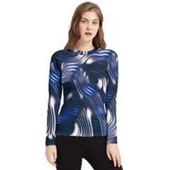 Structure Blue Background Women s Long Sleeve Rash Guard by Dutashop