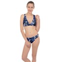 Structure Blue Background Classic Banded Bikini Set  View1