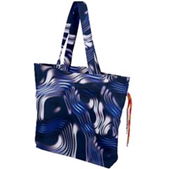 Structure Blue Background Drawstring Tote Bag by Dutashop