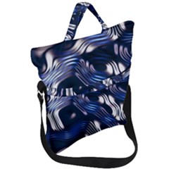 Structure Blue Background Fold Over Handle Tote Bag