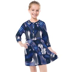 Structure Blue Background Kids  Quarter Sleeve Shirt Dress