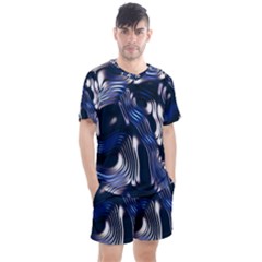 Structure Blue Background Men s Mesh Tee And Shorts Set