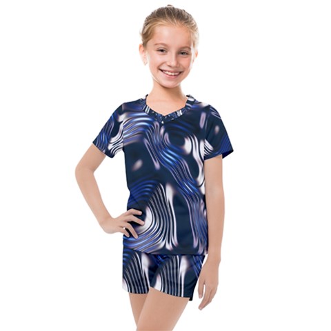 Structure Blue Background Kids  Mesh Tee And Shorts Set by Dutashop