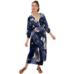 Structure Blue Background Grecian Style  Maxi Dress