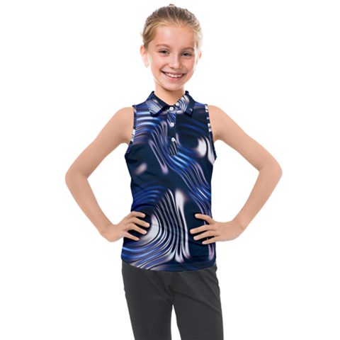 Structure Blue Background Kids  Sleeveless Polo Tee by Dutashop