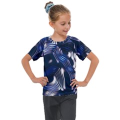 Structure Blue Background Kids  Mesh Piece Tee