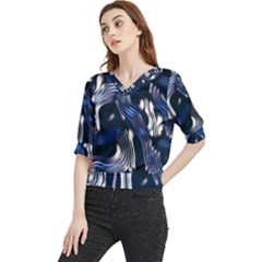 Structure Blue Background Quarter Sleeve Blouse