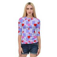 Love Hearts Valentine Decorative Quarter Sleeve Raglan Tee