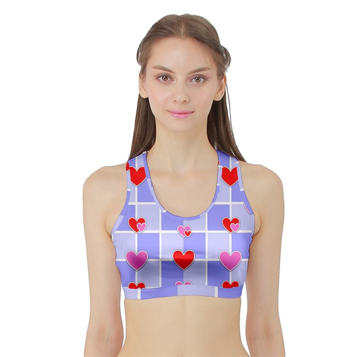 Love Hearts Valentine Decorative Sports Bra with Border