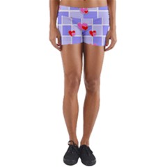 Love Hearts Valentine Decorative Yoga Shorts