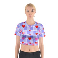 Love Hearts Valentine Decorative Cotton Crop Top by Dutashop