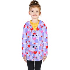 Love Hearts Valentine Decorative Kids  Double Breasted Button Coat