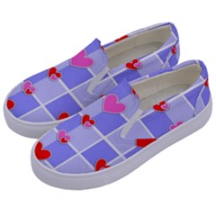 Love Hearts Valentine Decorative Kids  Canvas Slip Ons by Dutashop