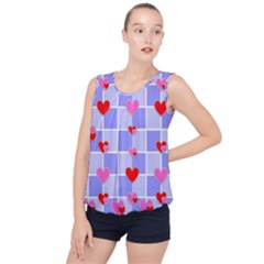 Love Hearts Valentine Decorative Bubble Hem Chiffon Tank Top by Dutashop